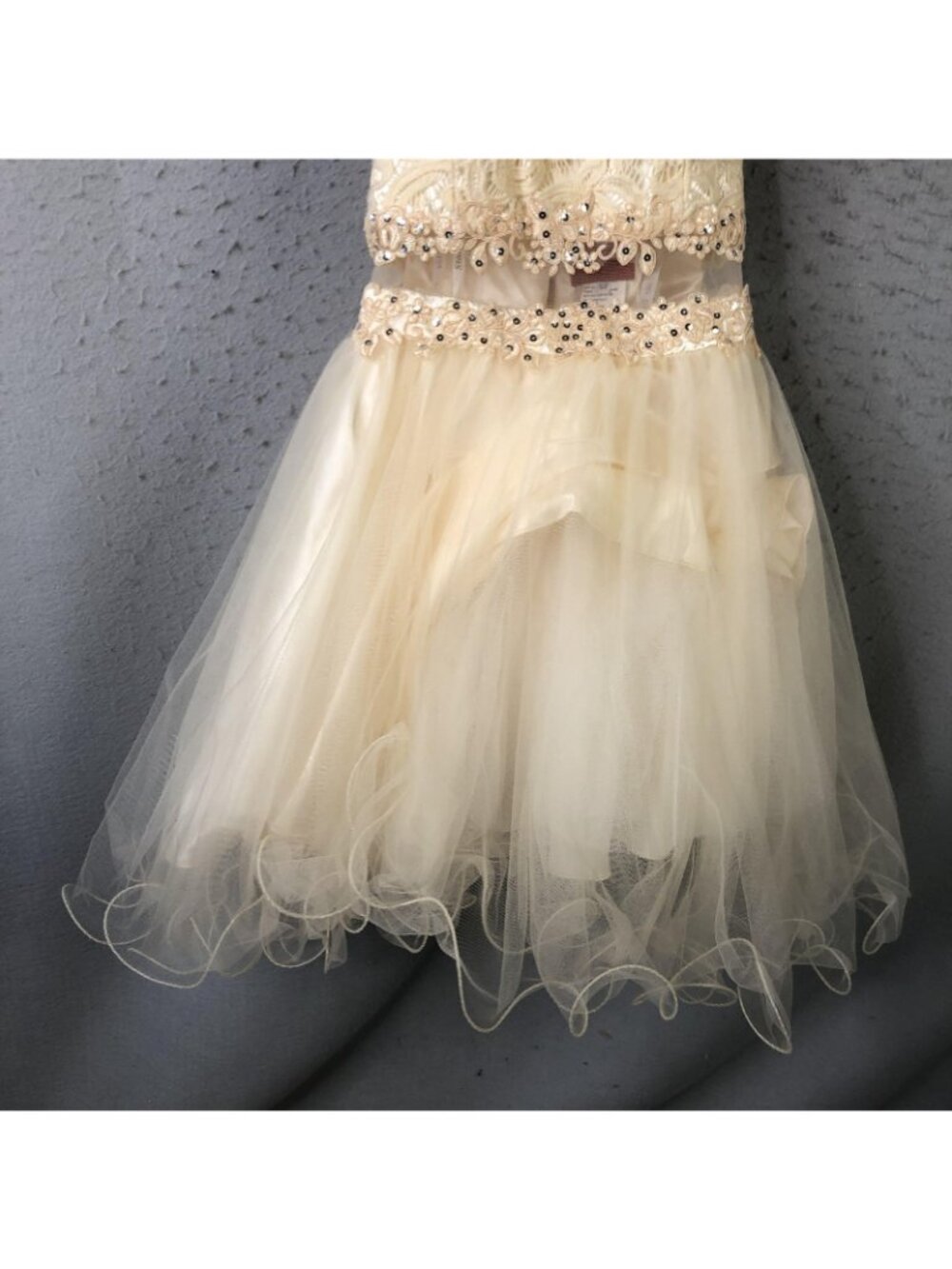 Star Box Dress Womens L Crea, Lace Halter Fit Flare Tulle Short Rhinestone Party - Picture 2 of 16